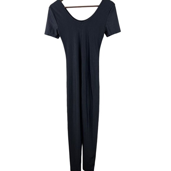 Fit In Black Short Sleeve Bodysuit Jump Suit Leotard Size Small Women's - Picture 3 of 8
